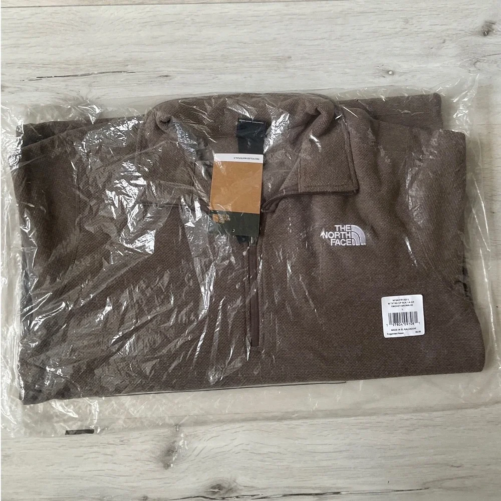 The‎ North Face Textured Cap Rock 1/4 Zip Smokey Brown Large New With Tags